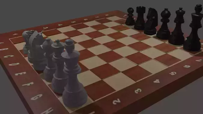 Chess set board with pieces Low-poly 3D model