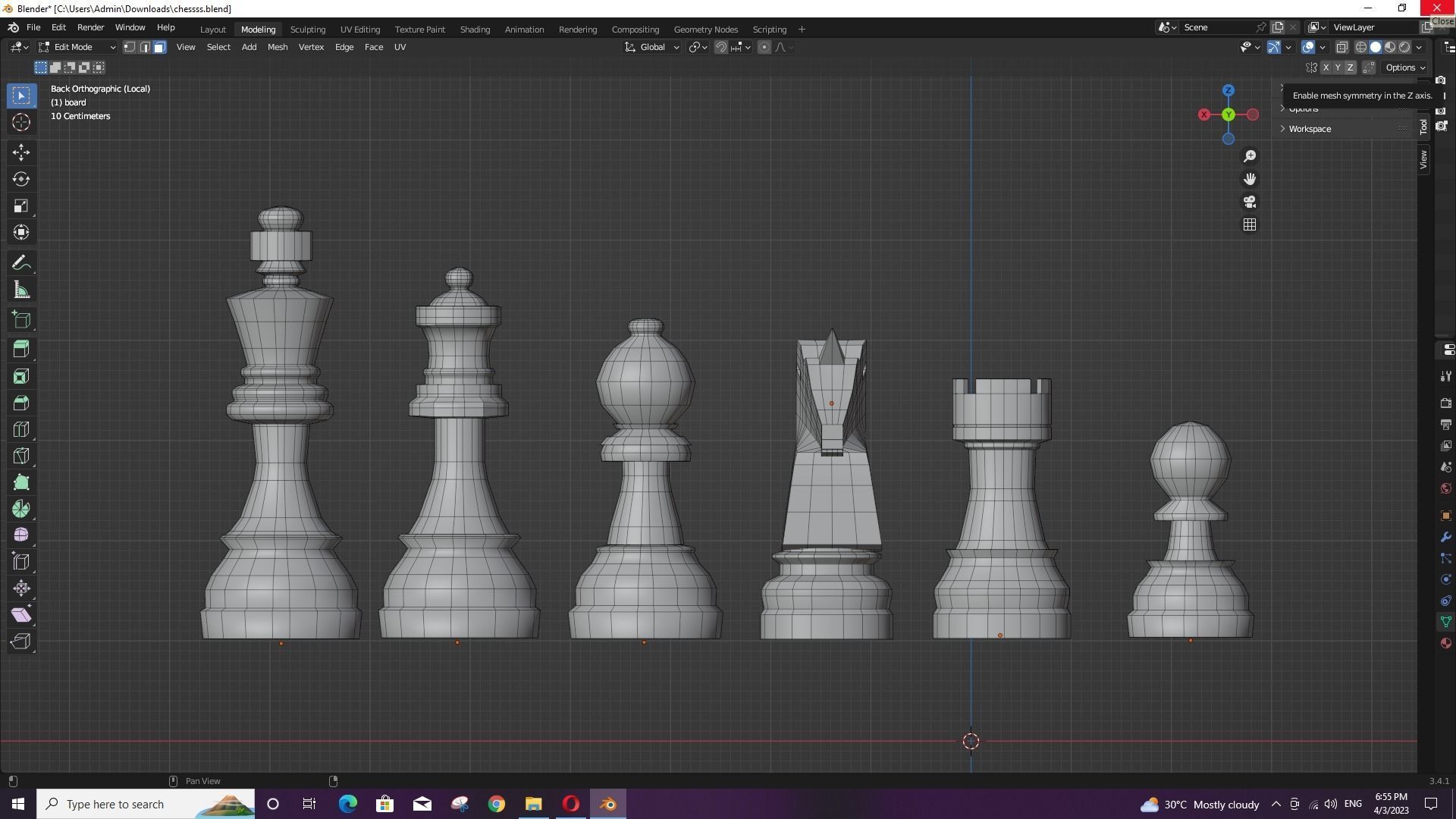 Chess set board with pieces Low-poly 3D model_2
