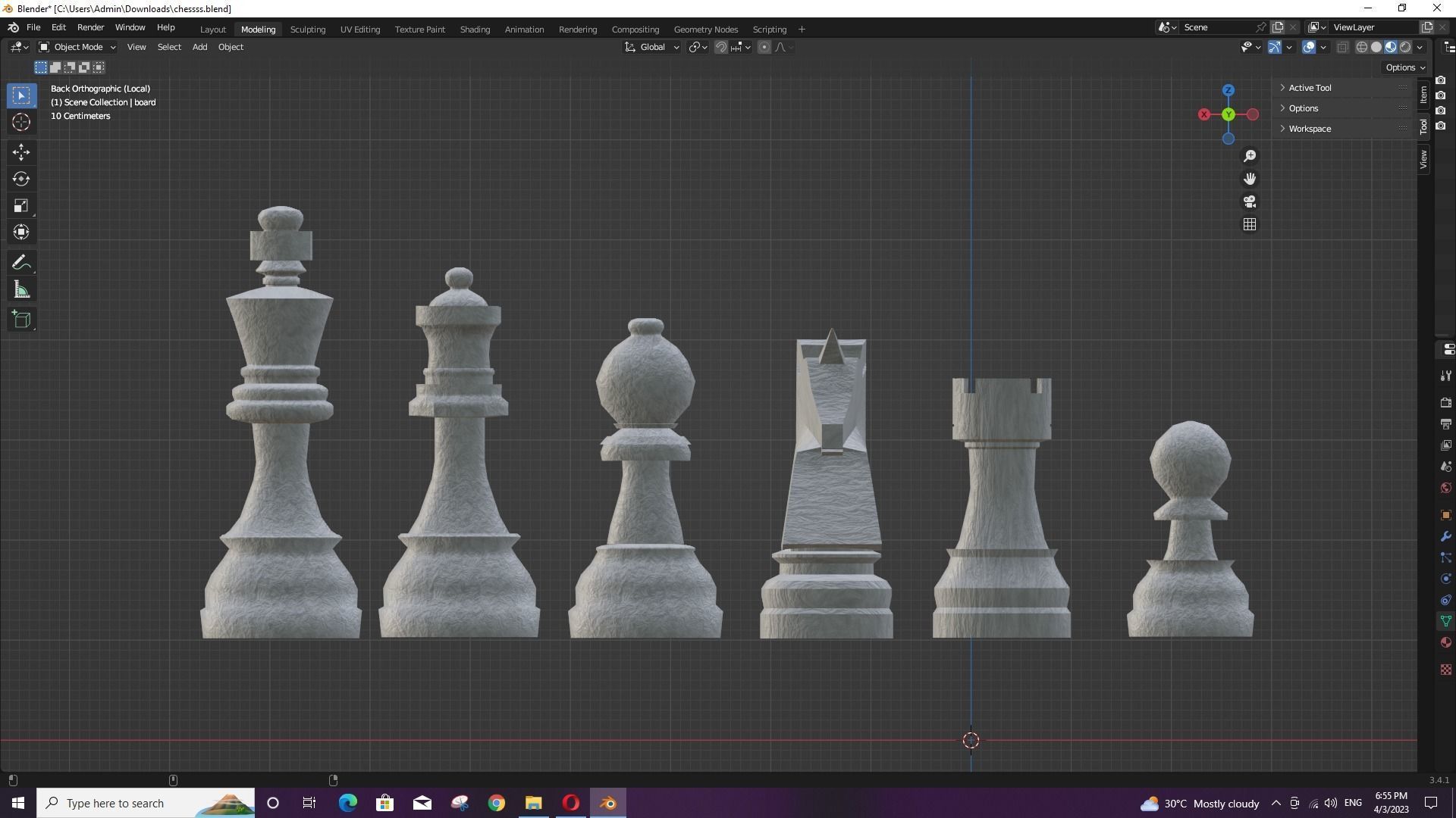 Chess set board with pieces Low-poly 3D model_1