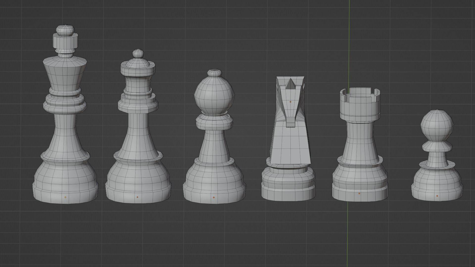 Chess set board with pieces Low-poly 3D model_7