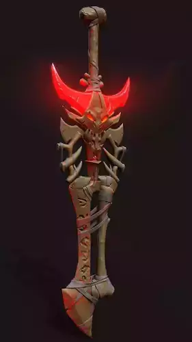 PBR Skull Axe Game Ready 3D model Low-poly 3D model