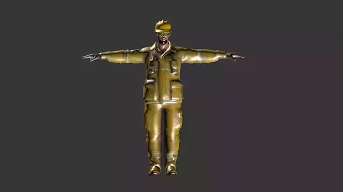 Fire Fighter Male Character Low Poly