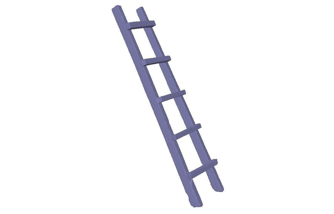 Old wooden ladder 3D model_2