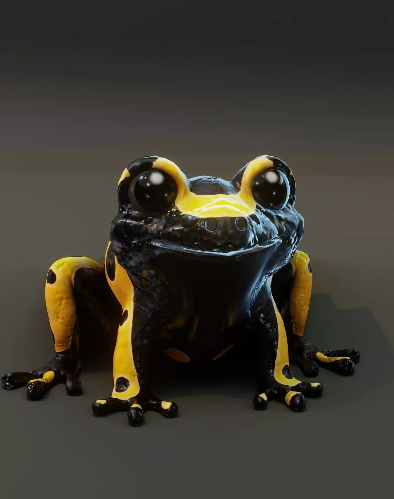 Cartoon Yellow-banded Frog Facial Expressions and 12 Animations Low-poly 3D model_0