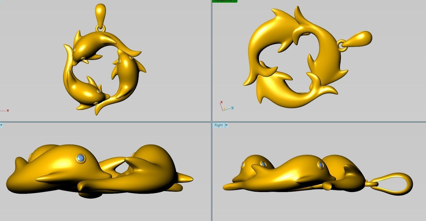 Dolphin Pendant 3D print model_5