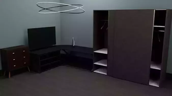 Furnite Pack Dark Wood 2 Low-poly 3D model