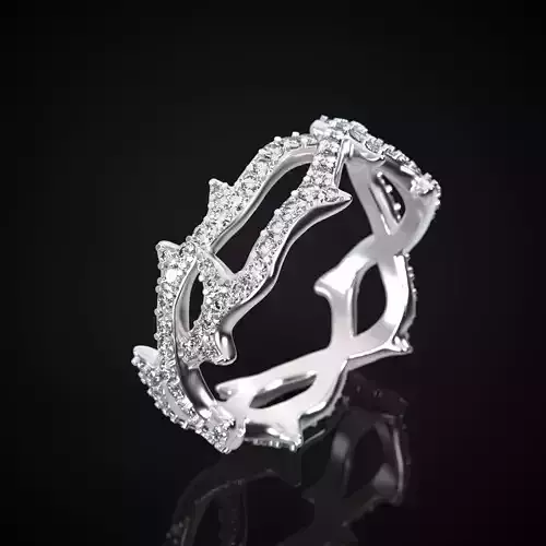 Thorn ring with diamonds