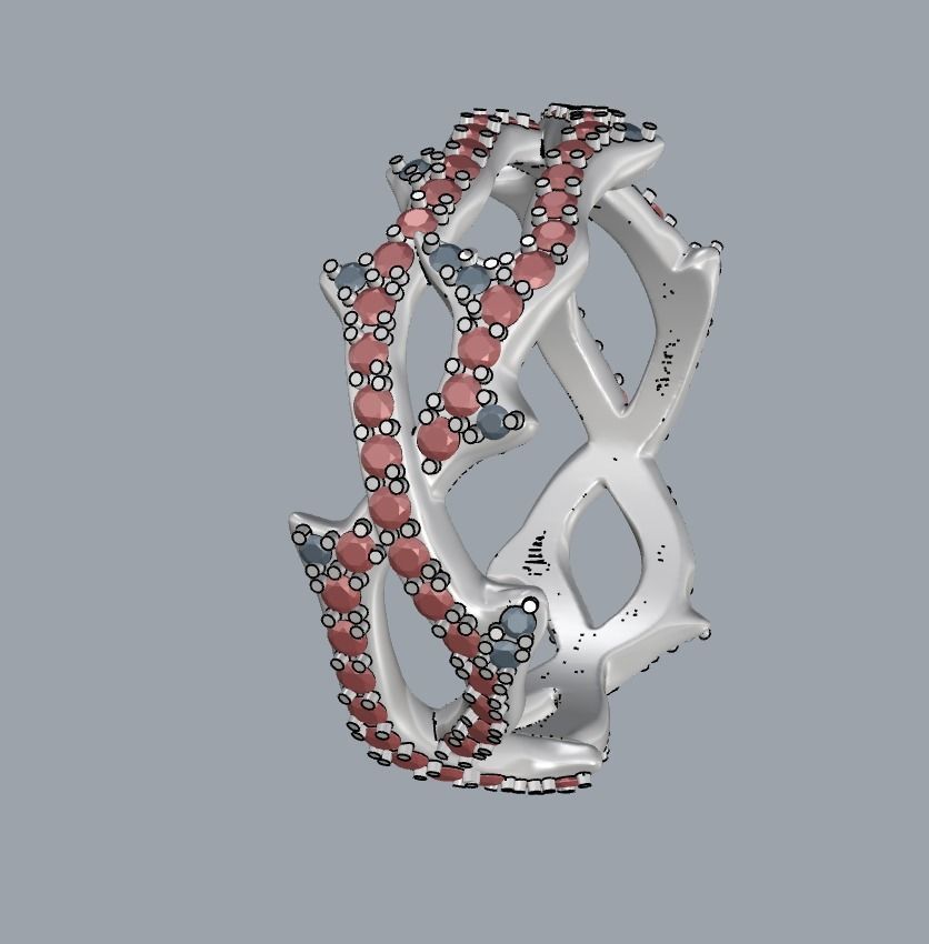 Thorn ring with diamonds 3D print model_22