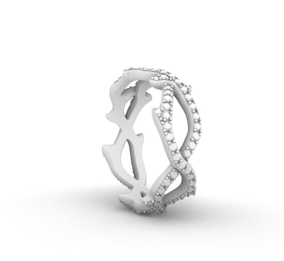 Thorn ring with diamonds 3D print model_18