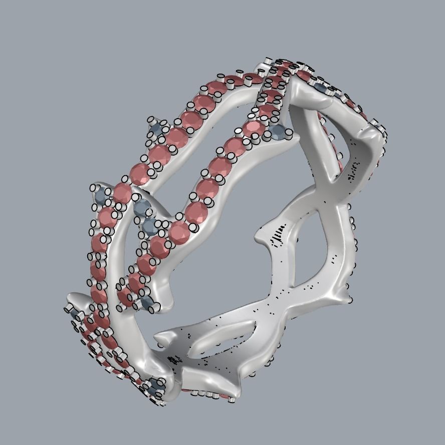Thorn ring with diamonds 3D print model_25