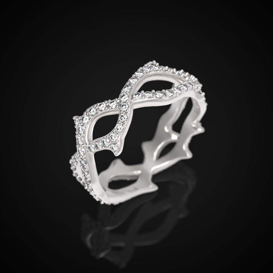 Thorn ring with diamonds 3D print model_12