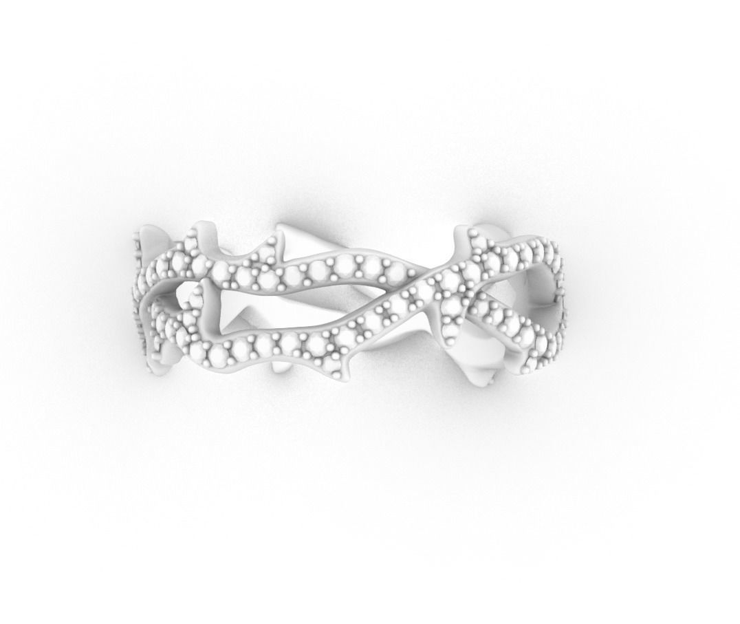 Thorn ring with diamonds 3D print model_19