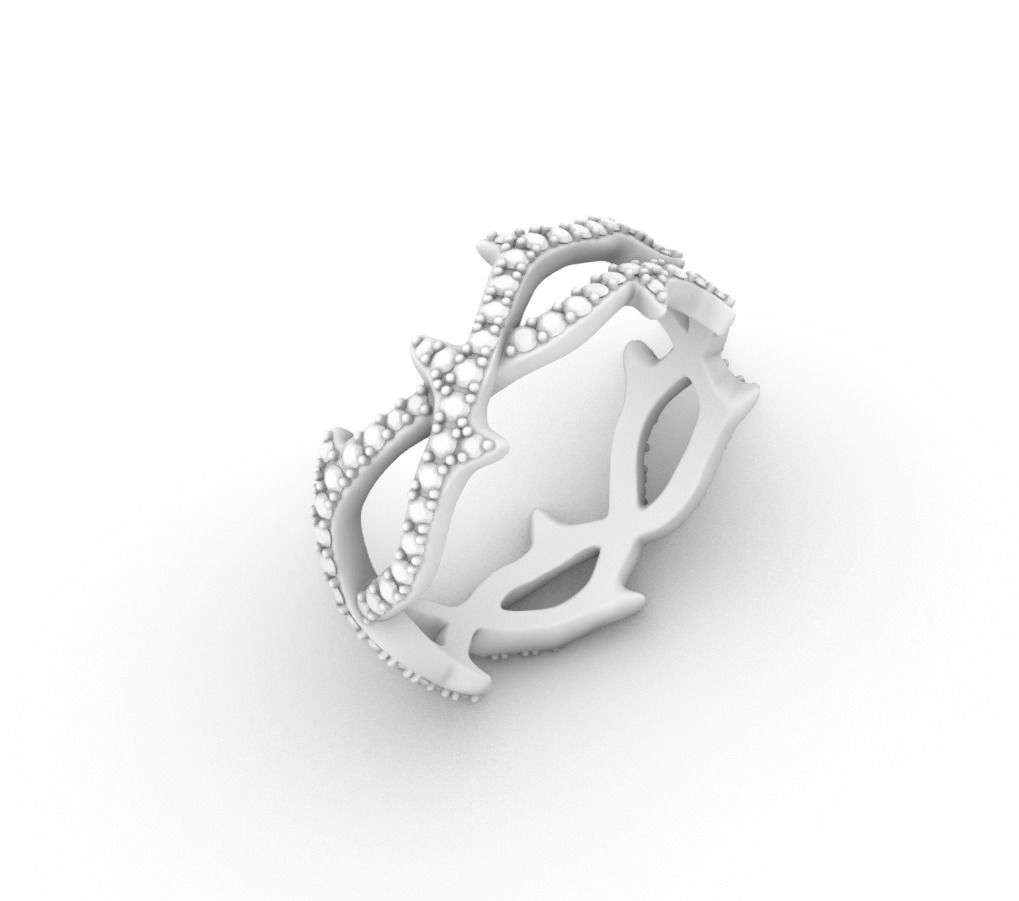 Thorn ring with diamonds 3D print model_17