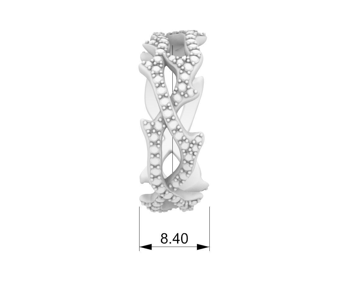 Thorn ring with diamonds 3D print model_20