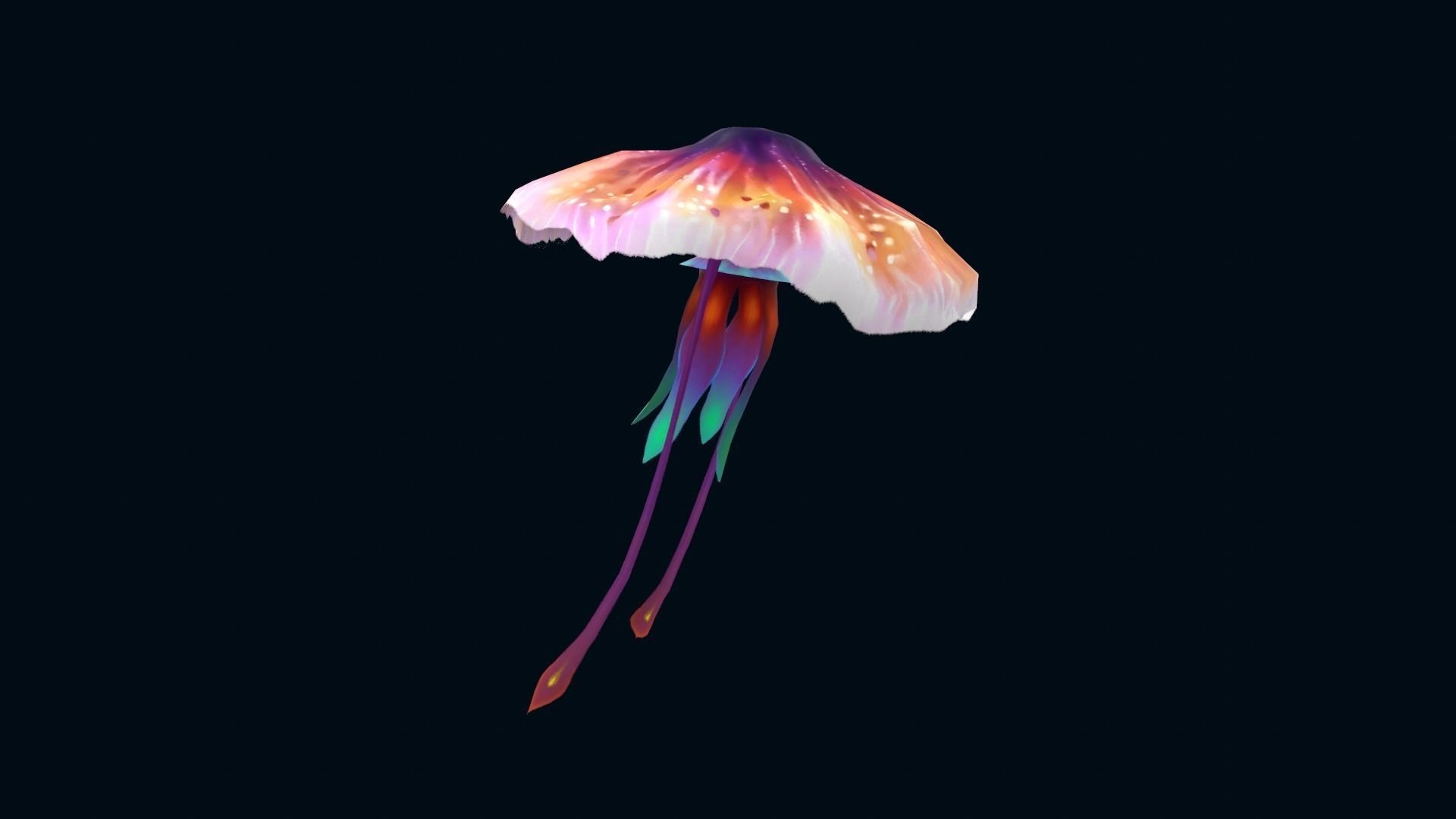 low-poly animated jellyfish Low-poly 3D model_3