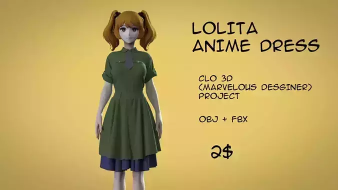 Lolita anime dress 3D model