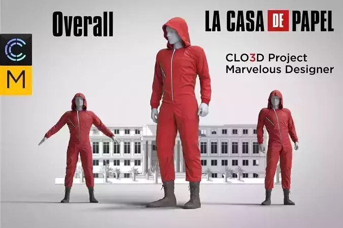 Red overall La Casa De Papel 3D model