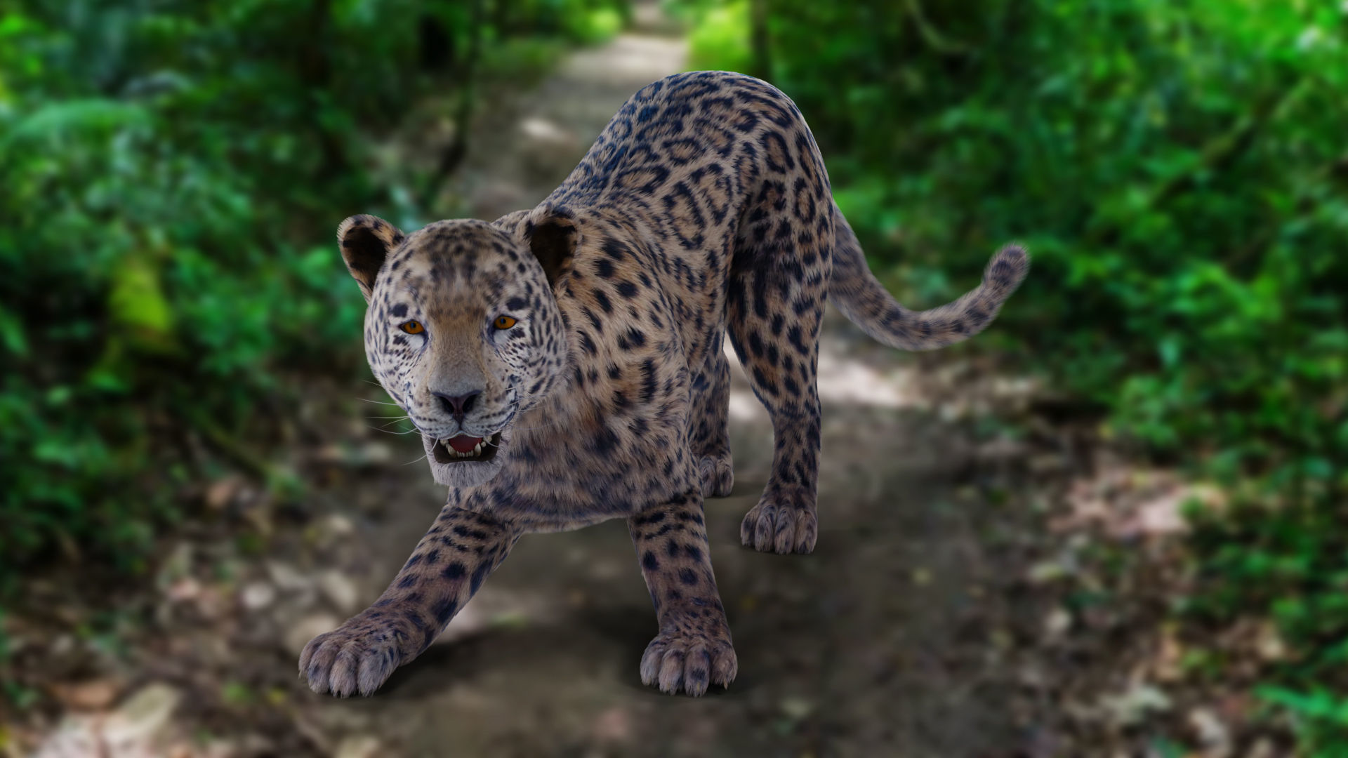  Fur Jaguar V01 Panther Rigged in Blender Low-poly 3D model_10