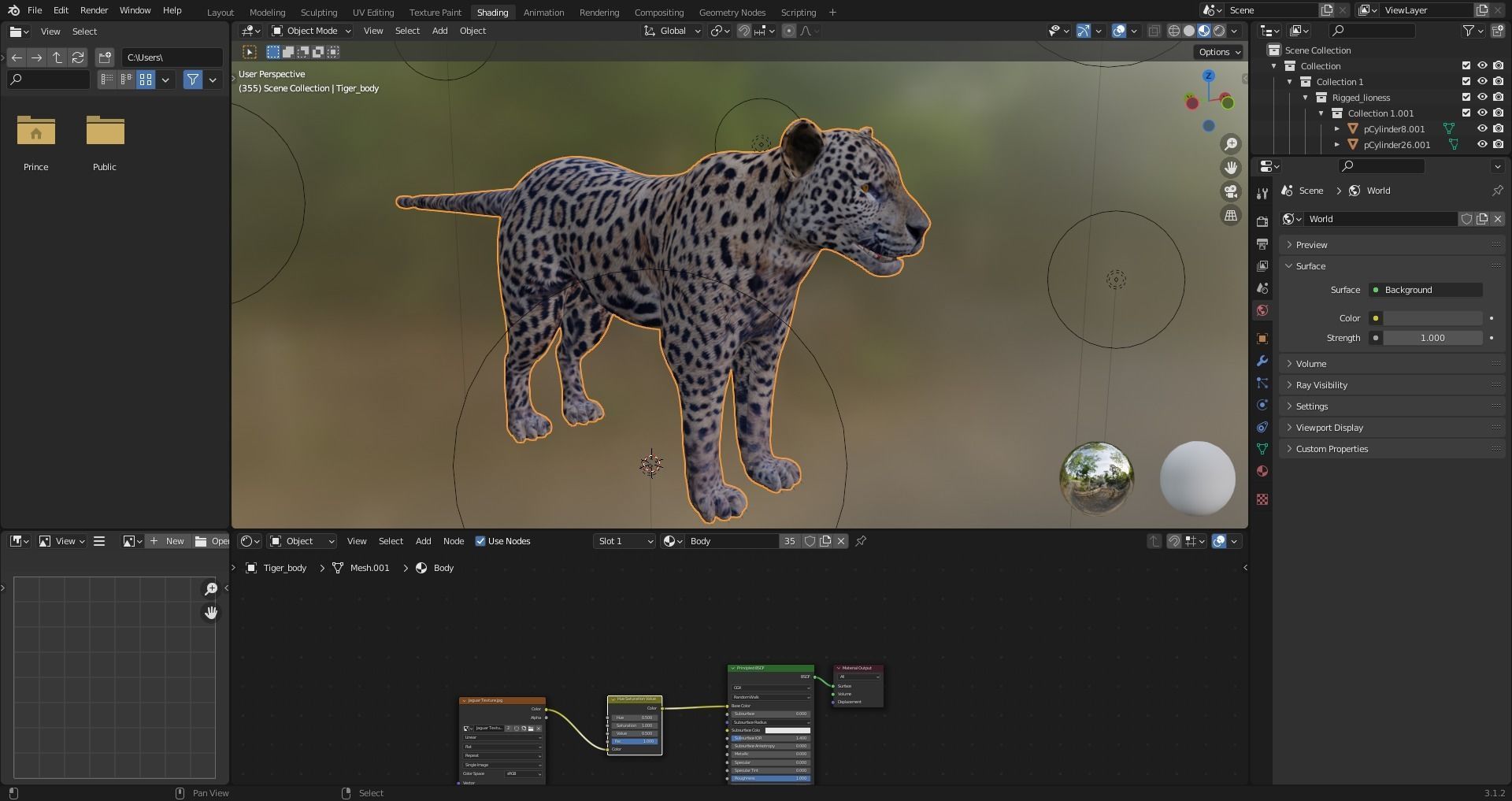  Fur Jaguar V01 Panther Rigged in Blender Low-poly 3D model_19