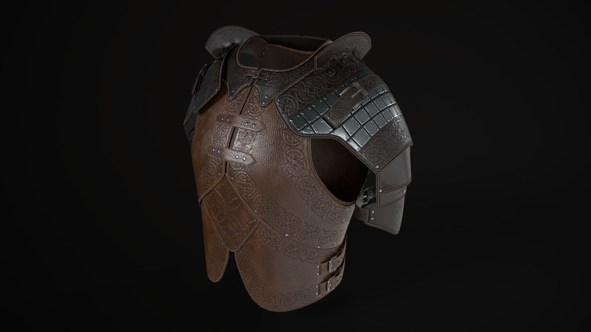 Modular leather armour Low-poly 3D model_7