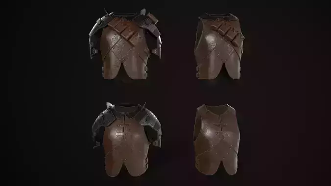 Modular leather armour Low-poly 3D model