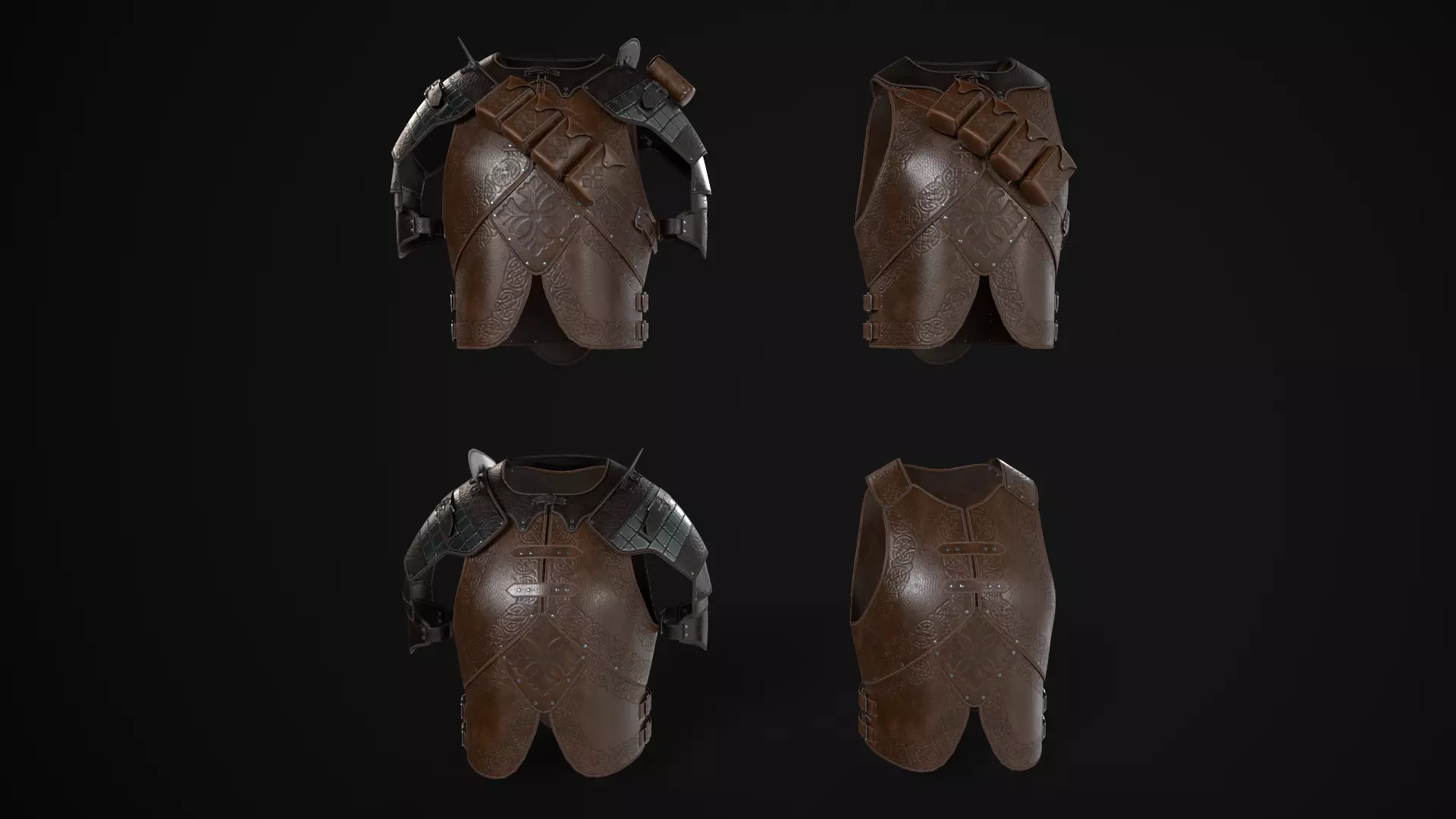 Modular leather armour Low-poly 3D model_0