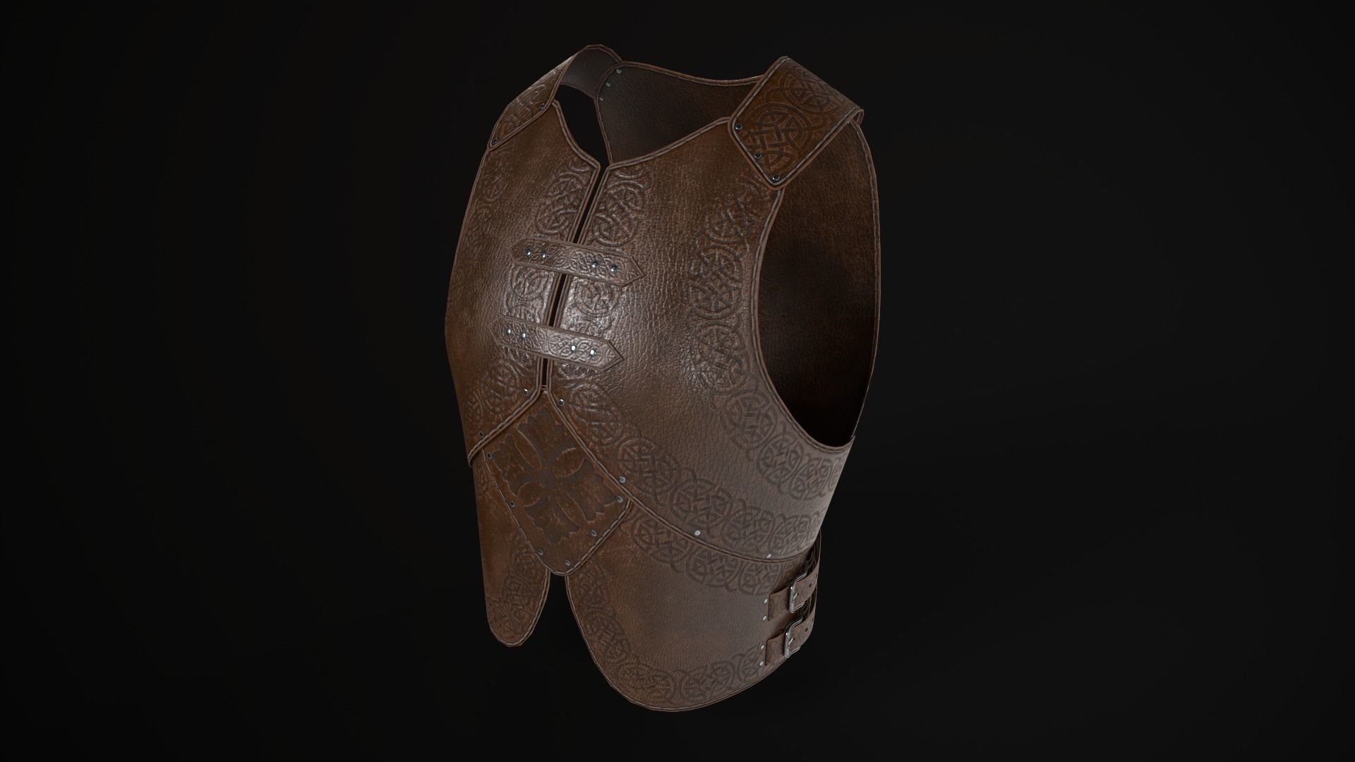 Modular leather armour Low-poly 3D model_9