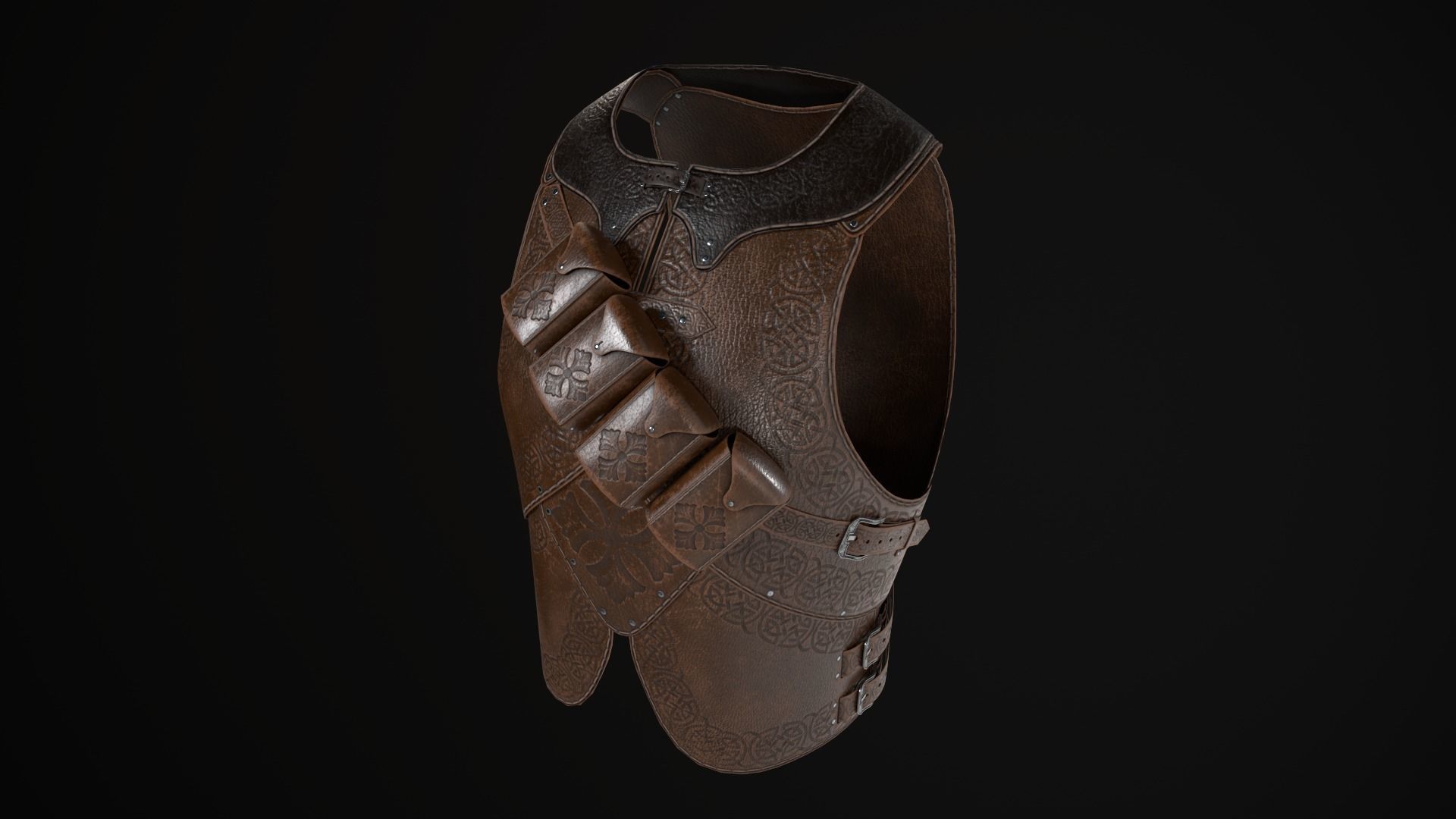 Modular leather armour Low-poly 3D model_8