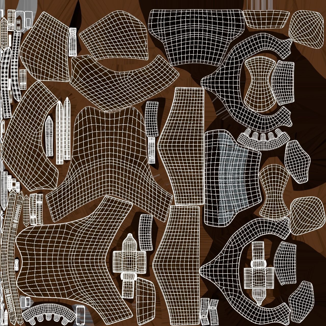 Modular leather armour Low-poly 3D model_11