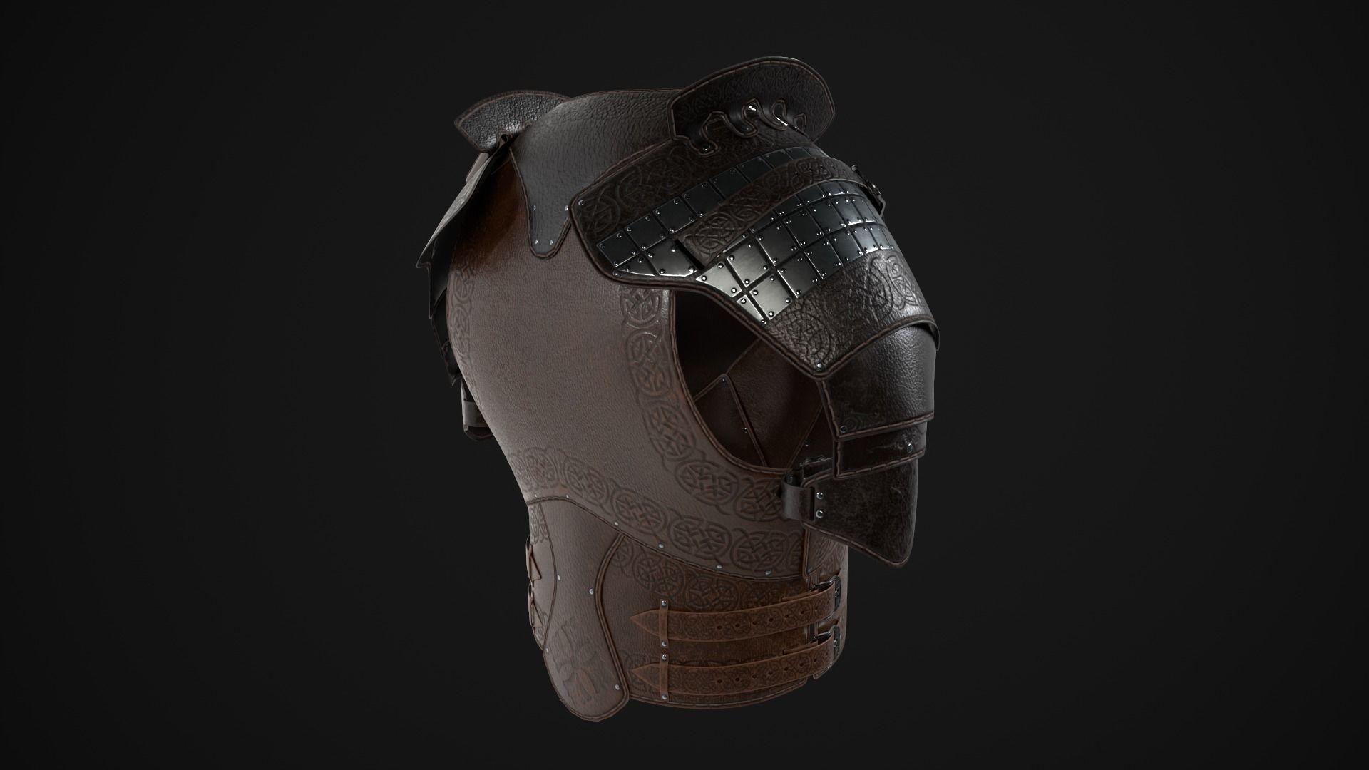Modular leather armour Low-poly 3D model_3