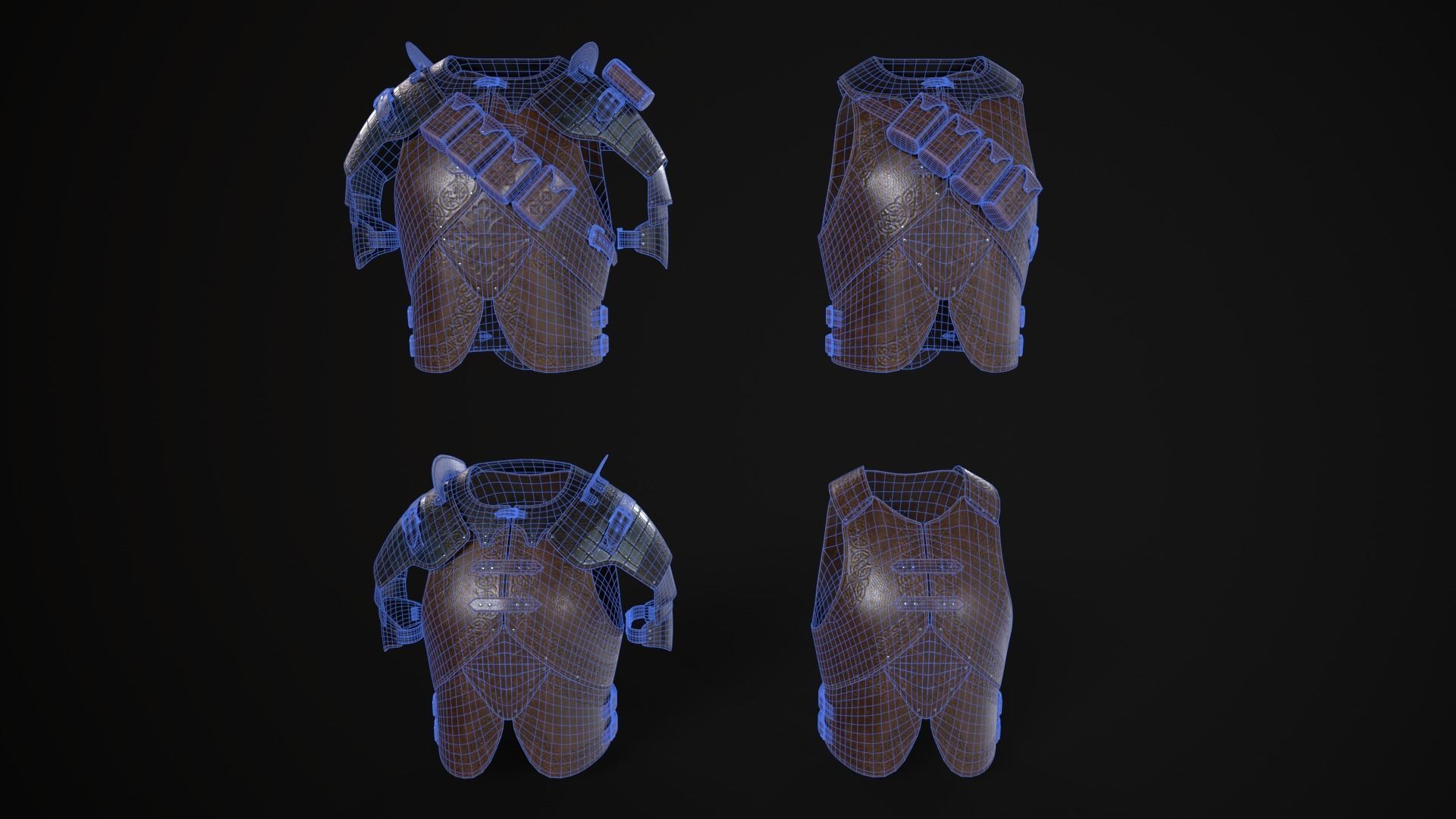 Modular leather armour Low-poly 3D model_10