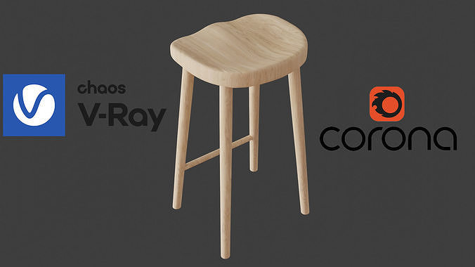 IKEA Carved Wood Barstool 3D model