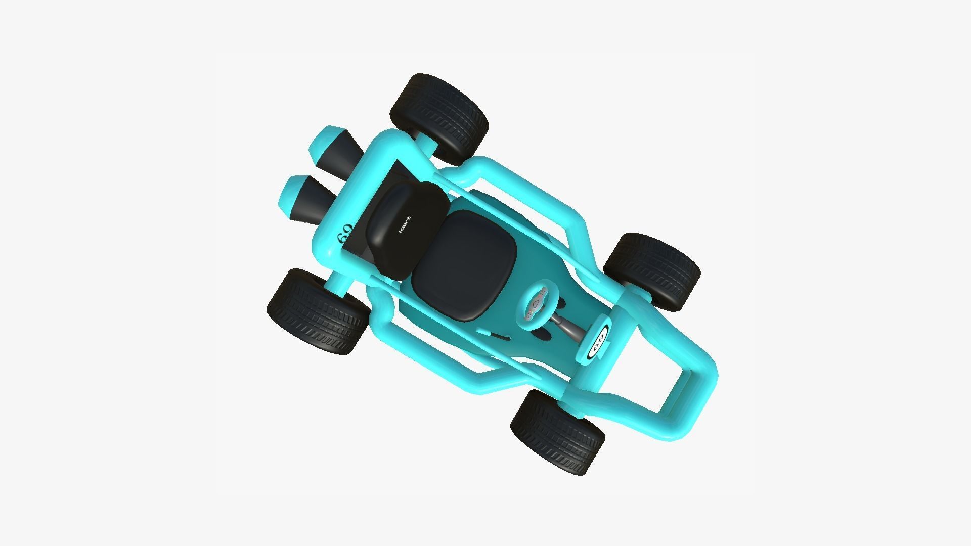 Cartoon Kart H10 Light Blue - Vehicle Racing Design Low-poly 3D model_1