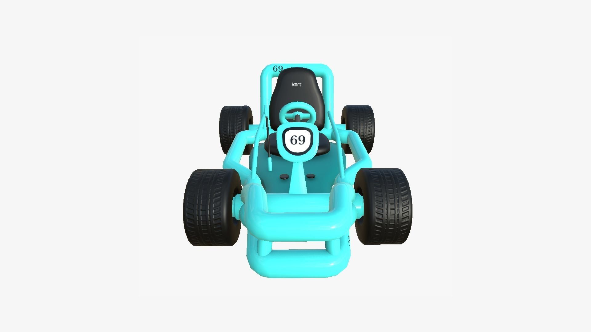 Cartoon Kart H10 Light Blue - Vehicle Racing Design Low-poly 3D model_4