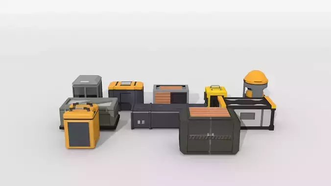 Collection of low-poly scifi crates