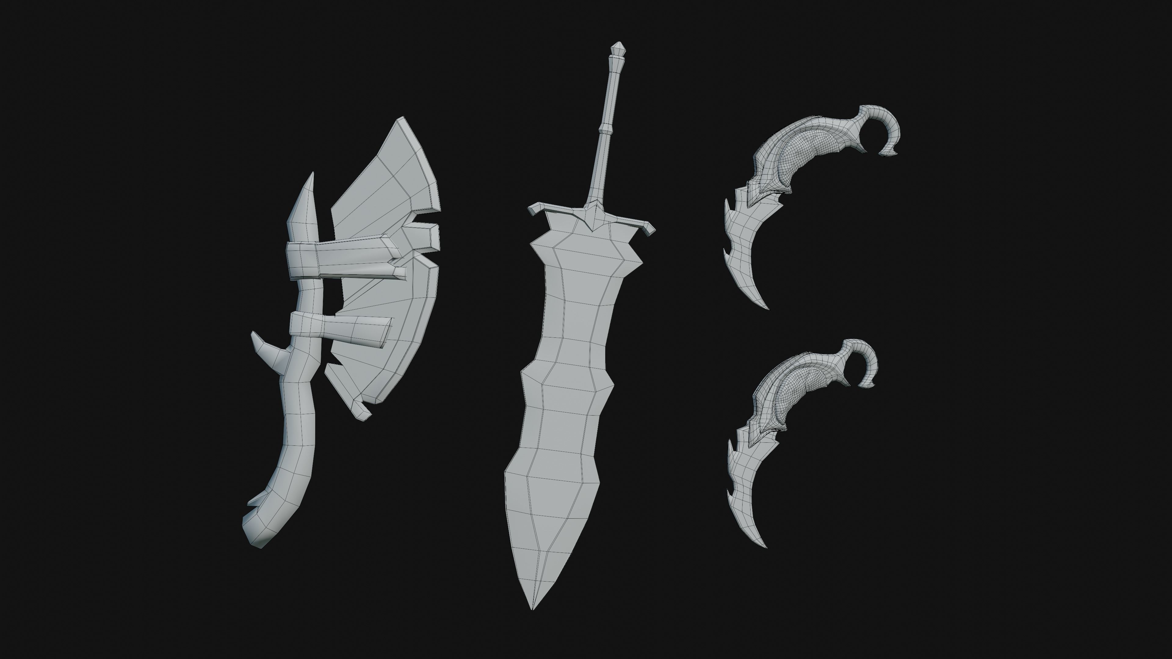 A set of three popular weapons Free low-poly 3D model_11