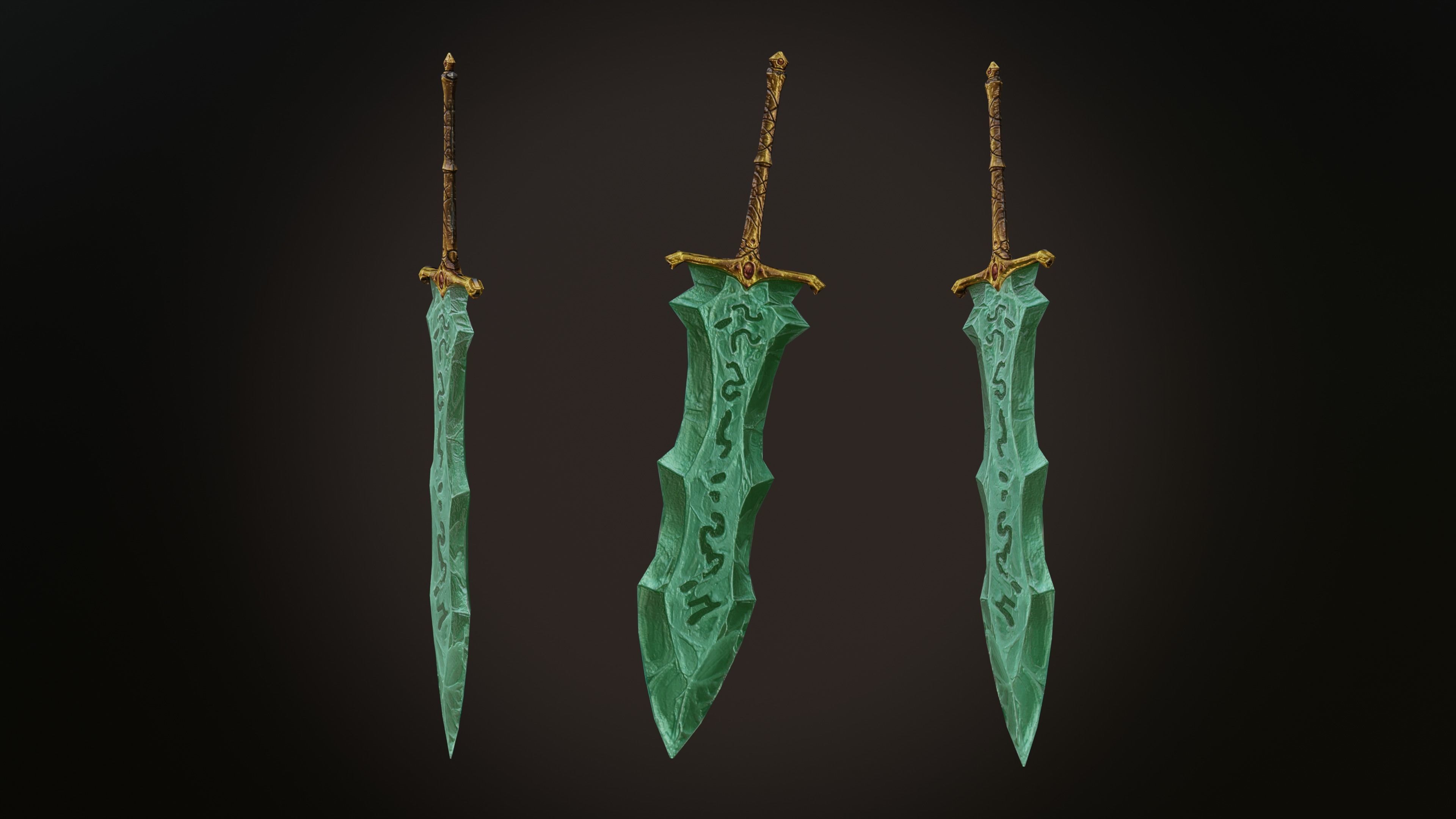 A set of three popular weapons Free low-poly 3D model_5