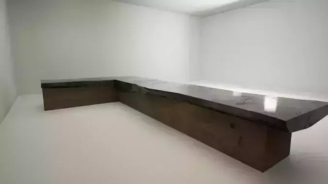 Bar Counter 3D model with Marble countertop 3D model
