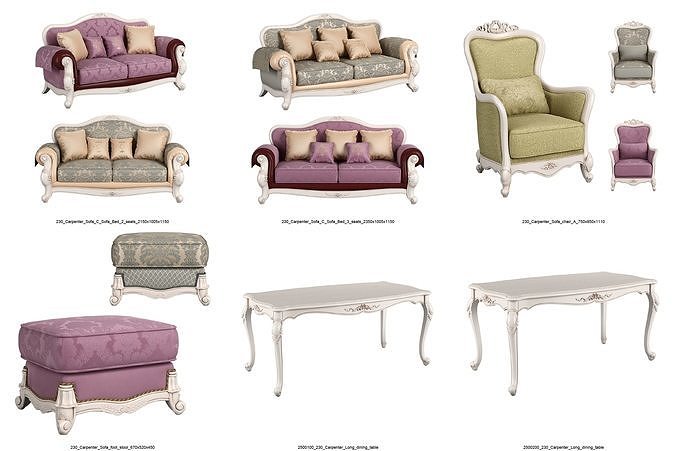 230 Carpenter Set of 96 Furniture Items 3D Model Pack 6
