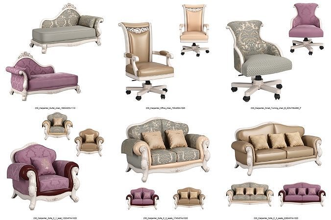 230 Carpenter Set of 96 Furniture Items 3D Model Pack 5