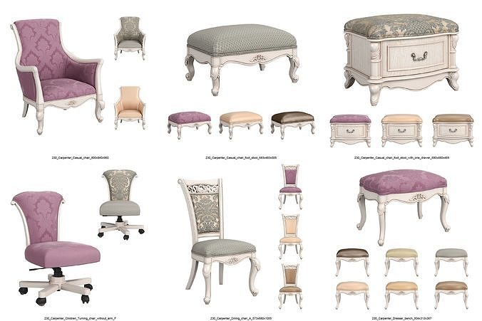 230 Carpenter Set of 96 Furniture Items 3D Model Pack 4