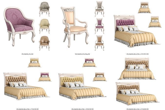 230 Carpenter Set of 96 Furniture Items 3D Model Pack 2