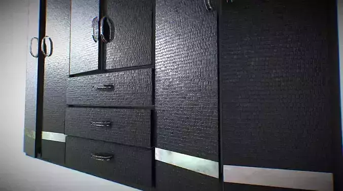Armoire Croco Leather Cupboard 3D Model FBX STL Bend file Low-poly 3D model