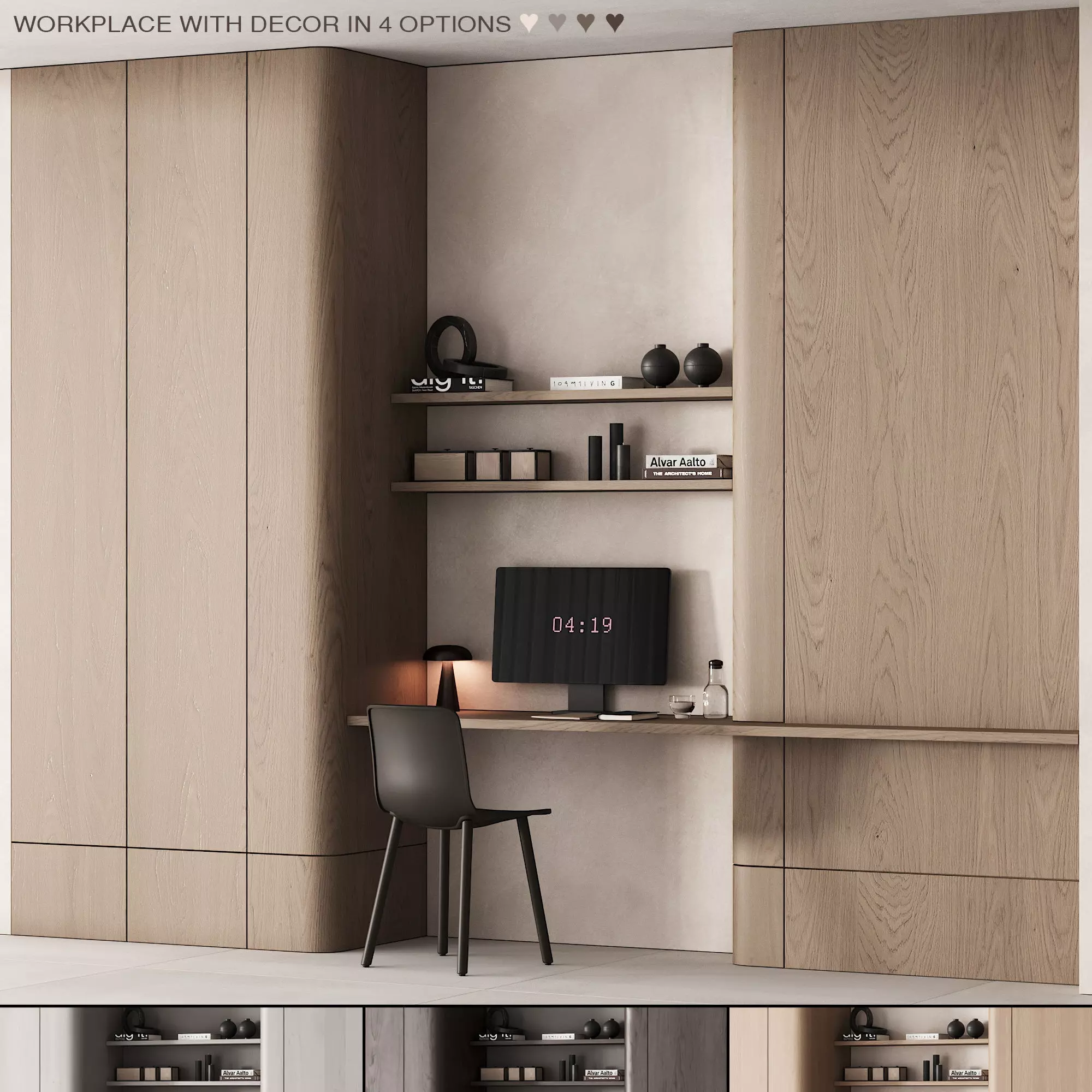 218 office furniture 05 workplace 01 minimal scandi 4 options 3D model