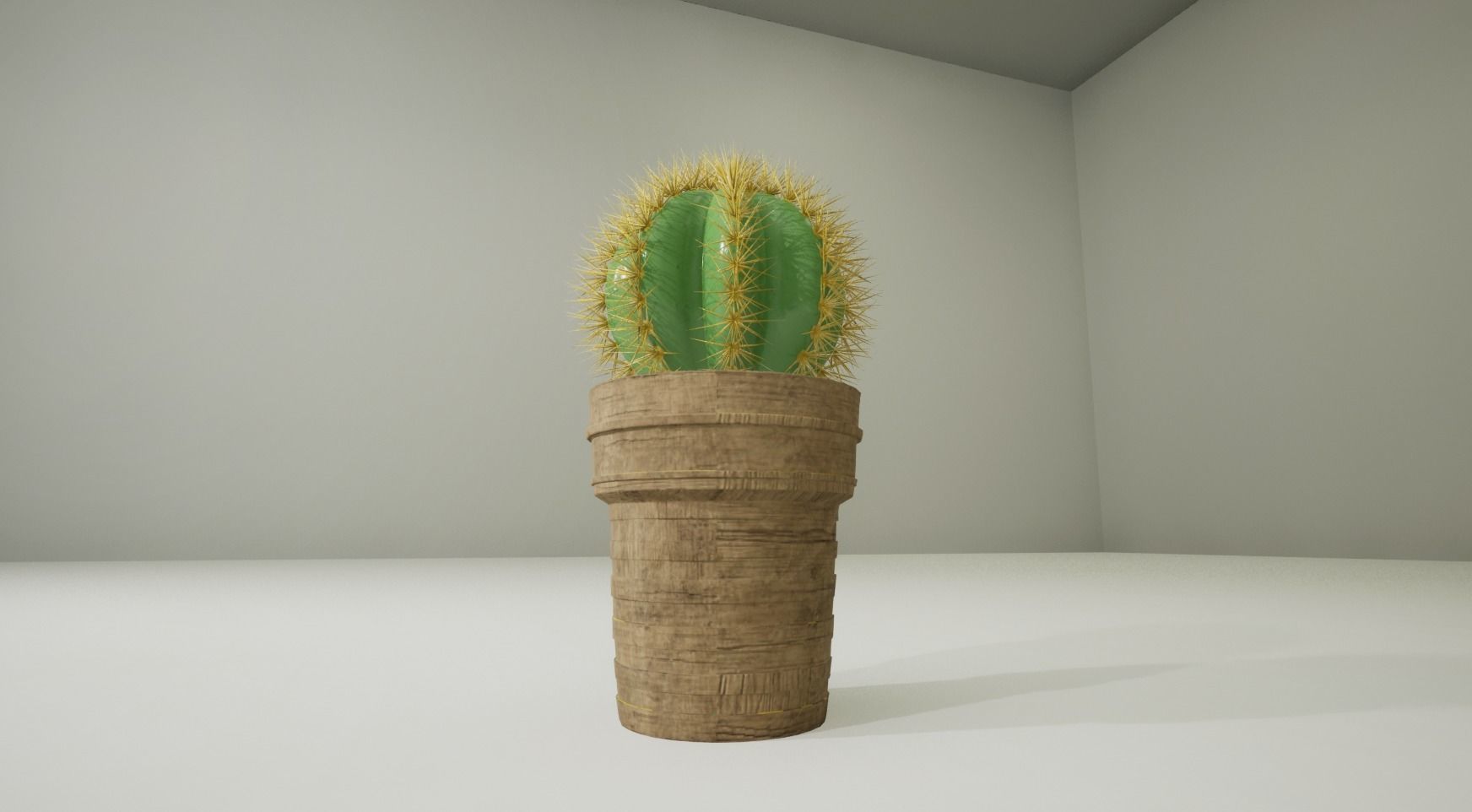 Cactus Plant in a wooden Pt 3D model 3D model_3