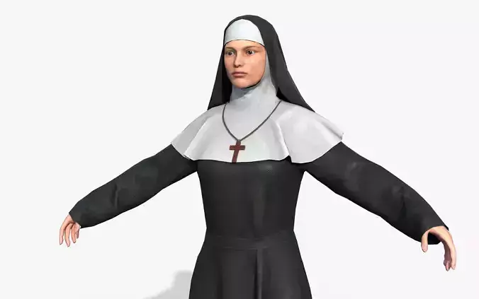 Nun sister Low-poly 3D model