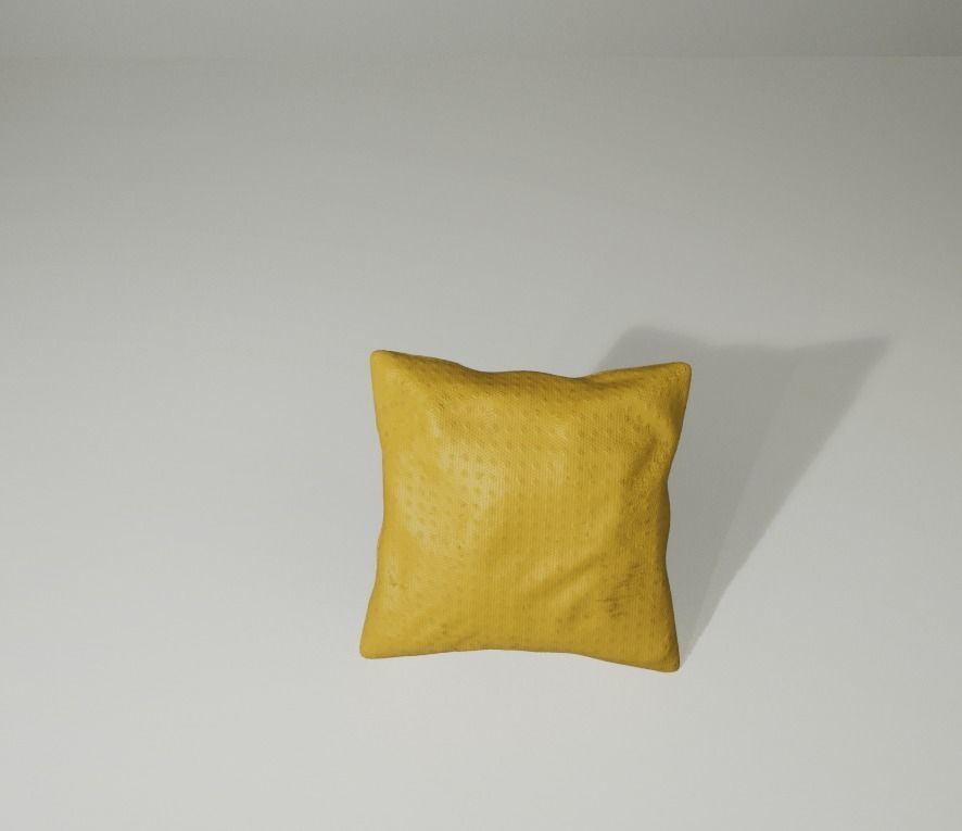 Yellow Canvas Cushion 3D model 3D model_3
