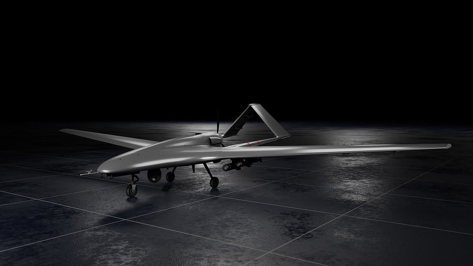 Bayraktar TB2 Low-poly 3D model_5