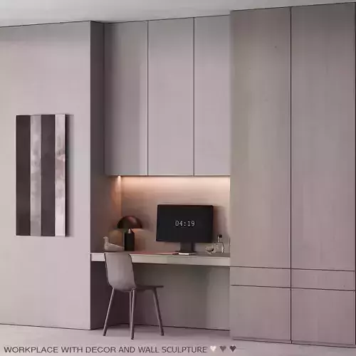 220 office furniture 06 workplace 02 minimal gray stucco 3D model