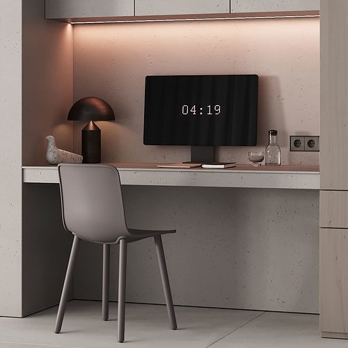 220 office furniture 06 workplace 02 minimal gray stucco 3D model 3
